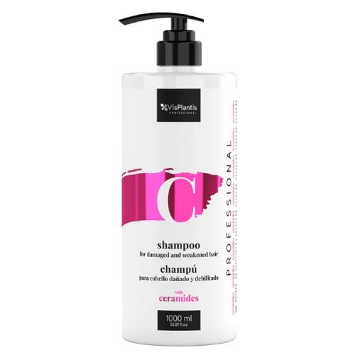 Miniaturka artykułu - VisPlantis Professional Szampon wygładzająco-nabłyszczający do włos&oacute;w zniszczonych i osłabionych z ceramidami, 1000ml