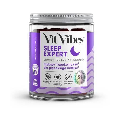 Miniaturka artykułu - Vit Vibes Sleep Expert żelki z melatoniną o smaku jagodowym z nutą lawendy, 60 szt.
