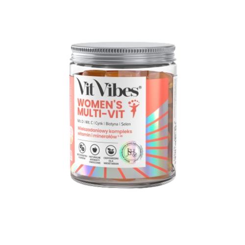 Miniaturka artykułu - Vit Vibes Women's Multi-Vit żelki smak pomarańcza i mango, 60 szt.