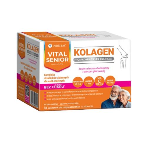 Miniaturka artykułu - Vital Senior Kolagen smak malina czarna porzeczka, 30 saszetek 