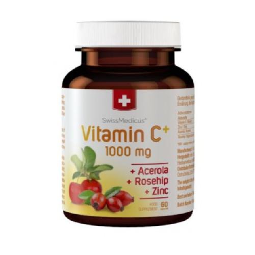 Miniaturka artykułu - Vitamin C+ 1000mg, 60 kapsułek SWISSMEDICUS 