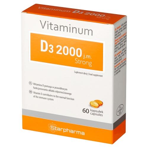 Miniaturka artykułu - Vitaminum D3 2000 j.m. Strong 60 kaps. - suplement diety z witaminą D3