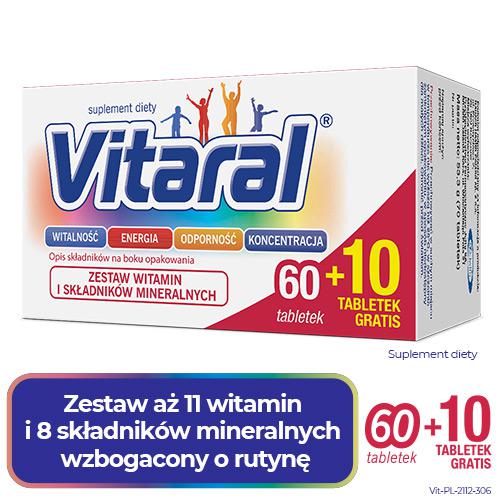 Miniaturka artykułu - Vitaral, 70 tabletek (60+10)