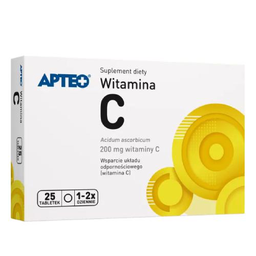 Miniaturka artykułu - Witamina C 200mg, 25tabl. APTEO