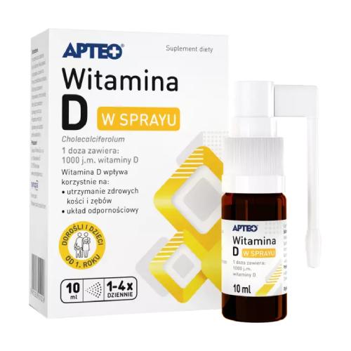 Miniaturka artykułu - APTEO Witamina D w sprayu, 10 ml
