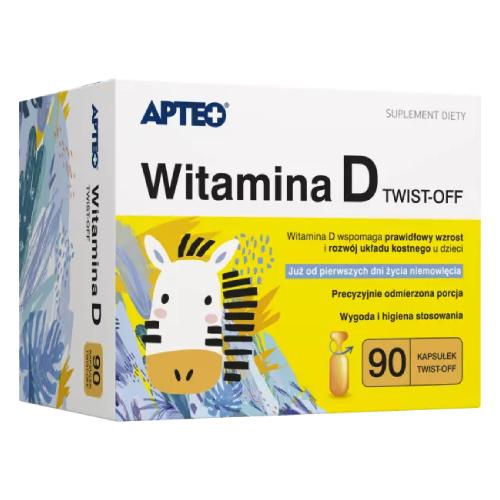 Miniaturka artykułu - APTEO Witamina D twist-off, 90 kaps.
