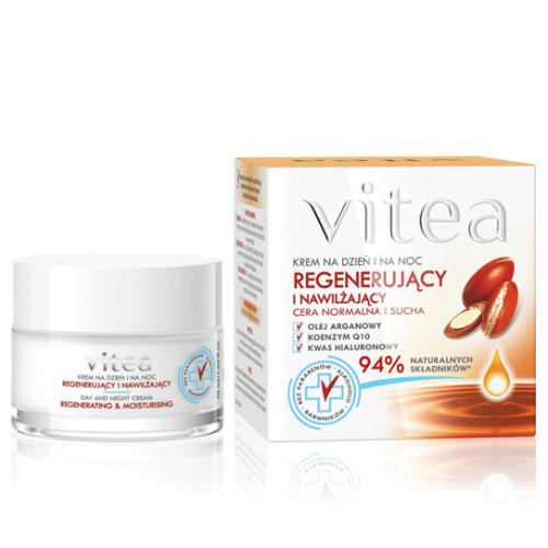 Miniaturka artykułu - VITEA Krem intensywnie regenerujący Argan i Koenzym Q10 cera normalna i sucha, 50ml