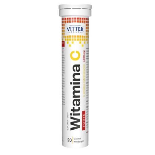 Miniaturka artykułu - VITTER BLUE Witamina C FORTE 1000mg - 20 tabletek