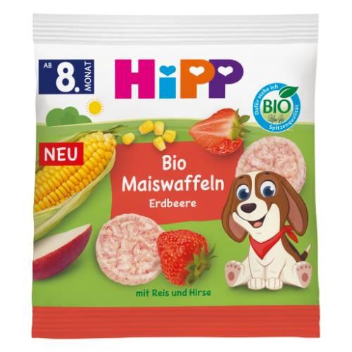 Miniaturka artykułu - HiPP BIO Wafelki kukurydziane truskawkowe od 8. miesiąca, 23 g