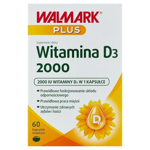 Miniaturka artykułu - WALMARK+ Witamina D3 Forte 2000, 60 kapsułek miękkich
