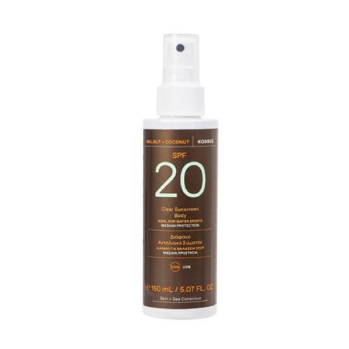 Miniaturka artykułu - KORRES Transparentny spray ochronny do ciała SPF20, 150ml
