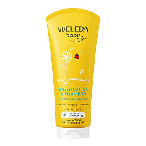 Miniaturka artykułu - WELEDA Baby Calendula Szampon i płyn do mycia ciała dla niemowląt, 200ml