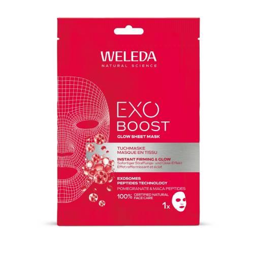 Miniaturka artykułu - Weleda Exo Boost Glow Maseczka w płachcie z granatem i peptydami maca, 1 szt.