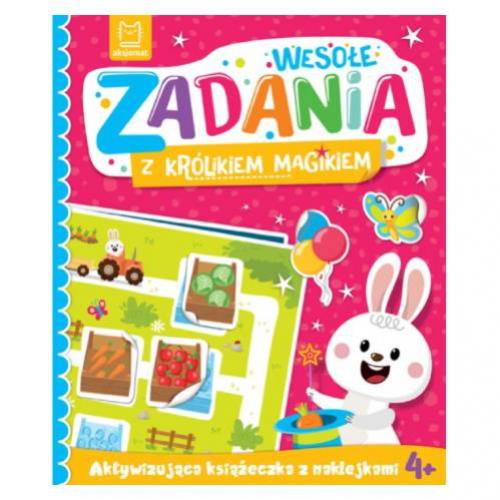 Miniaturka artykułu - AKSJOMAT Wesołe zadania z kr&oacute;likiem magikiem. Aktywizująca książeczka z naklejkami 4+