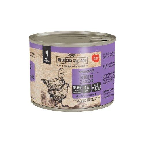 Miniaturka artykułu - Wiejska Zagroda Karma mokra dla kota Kurczak z kaczką (dorosły), 200 g