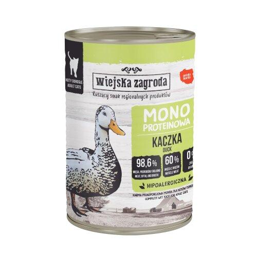 Miniaturka artykułu - Wiejska Zagroda Karma mokra dla kota Monoproteinowa Kaczka (dorosły), 400 g