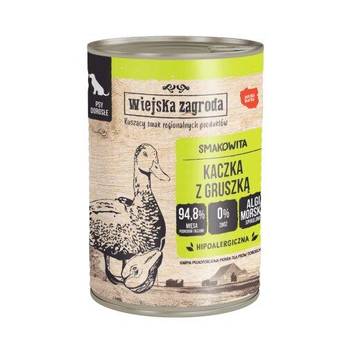 Miniaturka artykułu - Wiejska Zagroda Karma mokra dla psa Kaczka z gruszką (dorosły), 400 g
