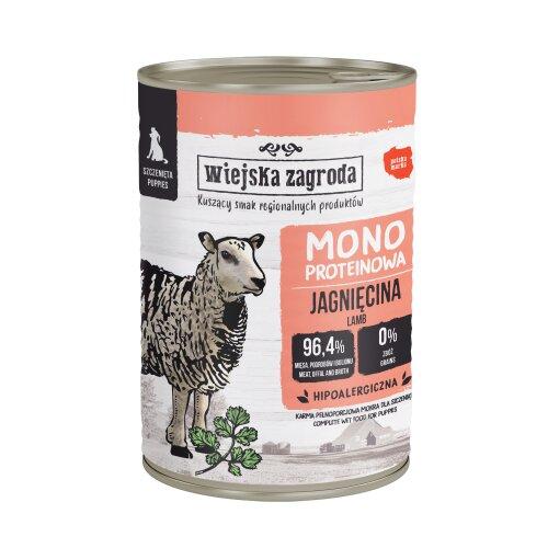 Miniaturka artykułu - Wiejska Zagroda Karma mokra dla psa Monoproteinowa Jagnięcina (szczeniak), 400 g