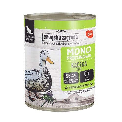 Miniaturka artykułu - Wiejska Zagroda Karma mokra dla psa Monoproteinowa Kaczka (dorosły), 800 g
