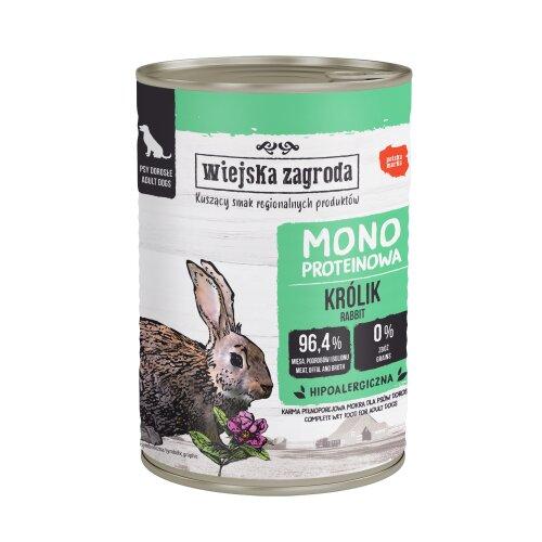 Miniaturka artykułu - Wiejska Zagroda Karma mokra dla psa Monoproteinowa Kr&oacute;lik (dorosły), 400 g