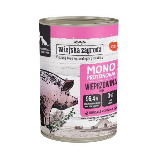 Miniaturka artykułu - Wiejska Zagroda Karma mokra dla psa Monoproteinowa Wieprzowina (dorosły), 400 g
