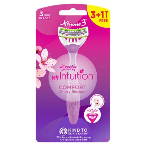 Miniaturka artykułu - WILKINSON Sword My Intuition Xtreme3 Comfort Cherry Blossom Maszynka jednorazowa, 4szt.