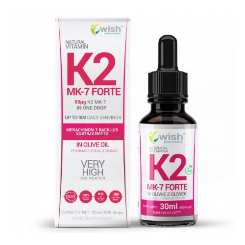 Miniaturka artykułu - Wish Pharmaceutical Naturalna Witamina K2 MK-7 Forte krople, 30 ml