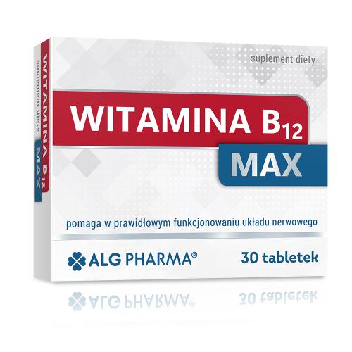 Miniaturka artykułu - Alg Pharma Witamina B12 Max, 30 tabl. - suplement diety z witaminą B12