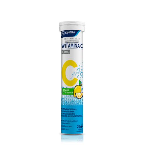 Miniaturka artykułu - WITAMINA C 1000mg smak cytrynowy, 20tabl. musujących