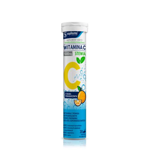Miniaturka artykułu - WITAMINA C 1000mg Stewia smak pomarańczowy, 20tabl. musujących