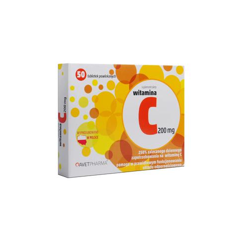 Miniaturka artykułu - Witamina C 200mg AVET - 50 tabletek