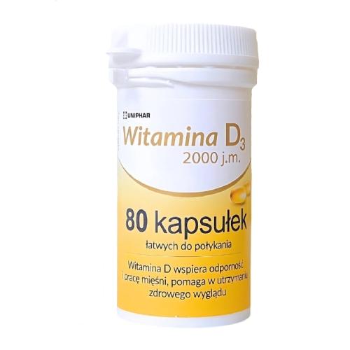 Miniaturka artykułu - Witamina D3 2000 Forte, 80kaps.