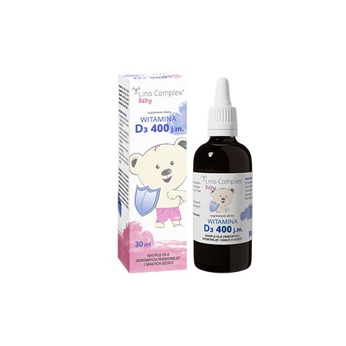 Miniaturka artykułu - WITAMINA D3 400 j.m. LINO COMPLEX BABY krople, 30ml