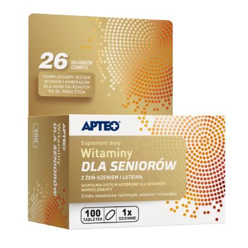 Miniaturka artykułu - Apteo Witaminy dla senior&oacute;w z żeń-szeniem i luteiną, 100 tabl.