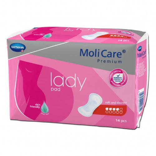 Miniaturka artykułu - MoliCare Premium Lady Pad Chłonne wkładki anatomiczne 4K, 14szt.