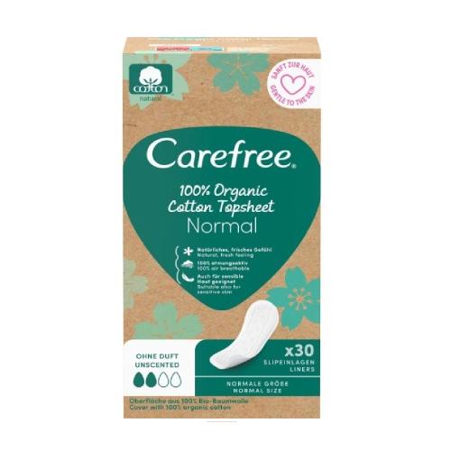 Miniaturka artykułu - Wkładki higieniczne CAREFREE Organic Cotton Normal, 30szt.