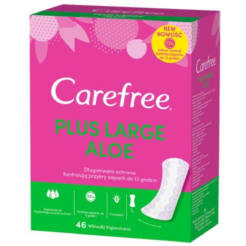 Miniaturka artykułu - Wkładki higieniczne CAREFREE PLUS LARGE zapach aloesowy, 46szt.