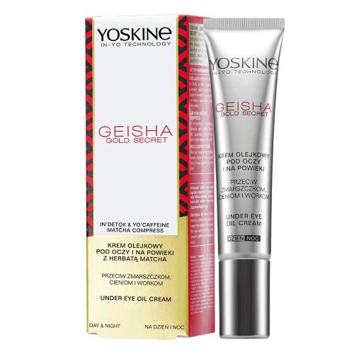 Miniaturka artykułu - YOSKINE Geisha Gold Secret Krem olejkowy pod oczy i na powieki z herbatą matcha, 15 ml