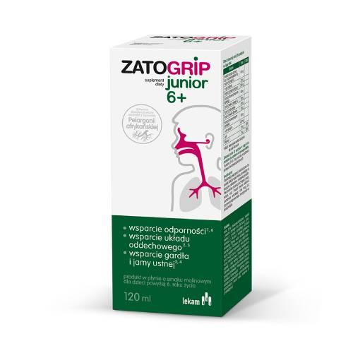 Miniaturka artykułu - Zatogrip Junior 6+ syrop o smaku malinowym, 120 ml