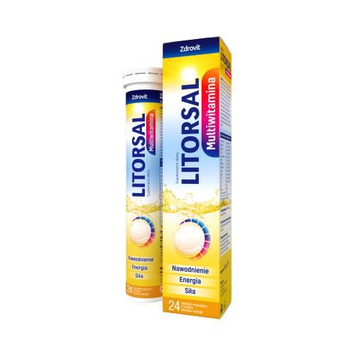 Miniaturka artykułu - Zdrovit Litorsal Multiwitamina o smaku ananas-mango, 24 tabl. musujących