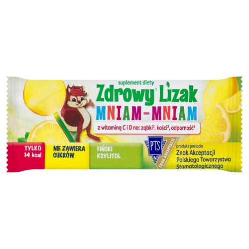 Miniaturka artykułu - Zdrowy Lizak MNIAM-MNIAM cytryna kształt kulki, 1 szt