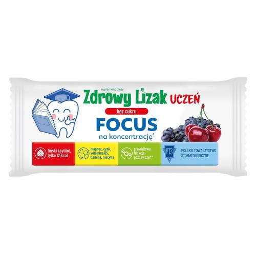 Miniaturka artykułu - Zdrowy Lizak Uczeń Focus bez cukru, 1 szt.