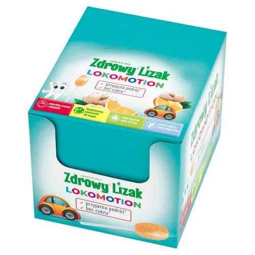 Miniaturka artykułu - Zdrowy Lizak MNIAM-MNIAM Lokomotion o smaku pomarańczowym, 40szt.