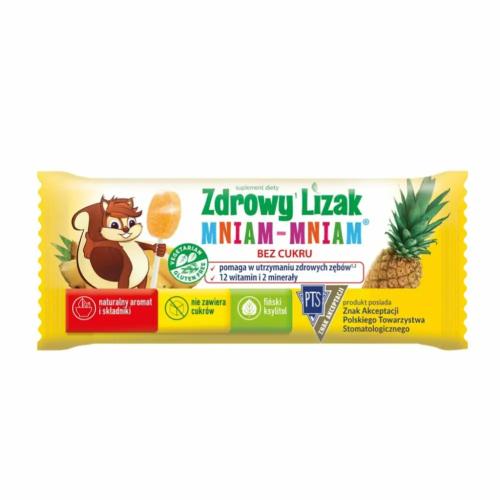 Miniaturka artykułu - Zdrowy Lizak Mniam-Mniam smak ananasowy kształt łezki, 1 szt.