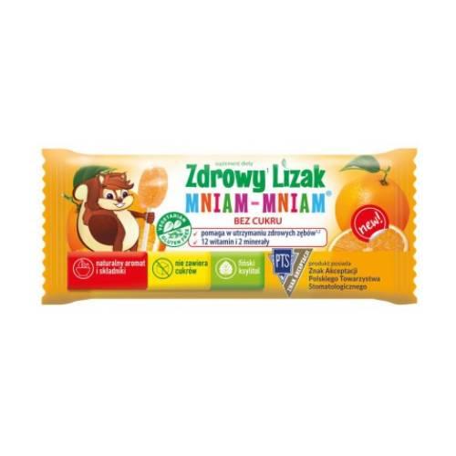 Miniaturka artykułu - Zdrowy Lizak Mniam-Mniam smak pomarańczowy kształt łezki, 1 szt.