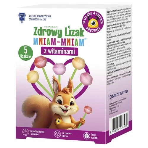 Miniaturka artykułu - Zdrowy Lizak Mniam Mniam z witaminami - 5szt