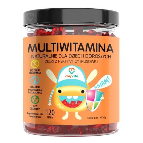 Miniaturka artykułu - MyVita Muliwitamina Naturalne żelki dla dzieci i dorosłych, 120 szt.