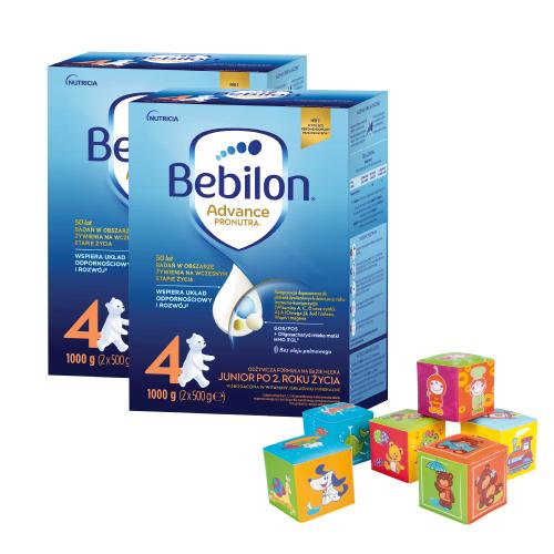 Miniaturka artykułu - Zestaw 2x Bebilon 4 Pronutra Advance Junior Formuła na bazie mleka po 2. roku życia, 1000g + CANPOL BABIES Kostka edukacyjna, 6szt.