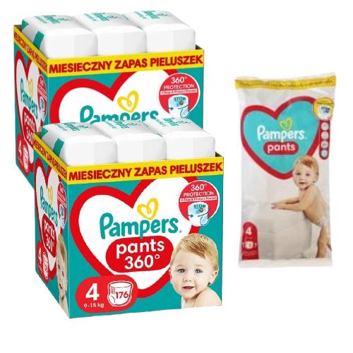 Miniaturka artykułu - Zestaw 2x Pampers Pants 4 9-15kg, 176 szt. + Pampers Pants Pieluchomajtki rozmiar 4 (9-15 kg), 2 szt.