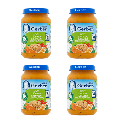 ZESTAW 4 x GERBER Veggie Bataty z ż&oacute;łtkiem, kuskusem i czerwoną papryką, 190g